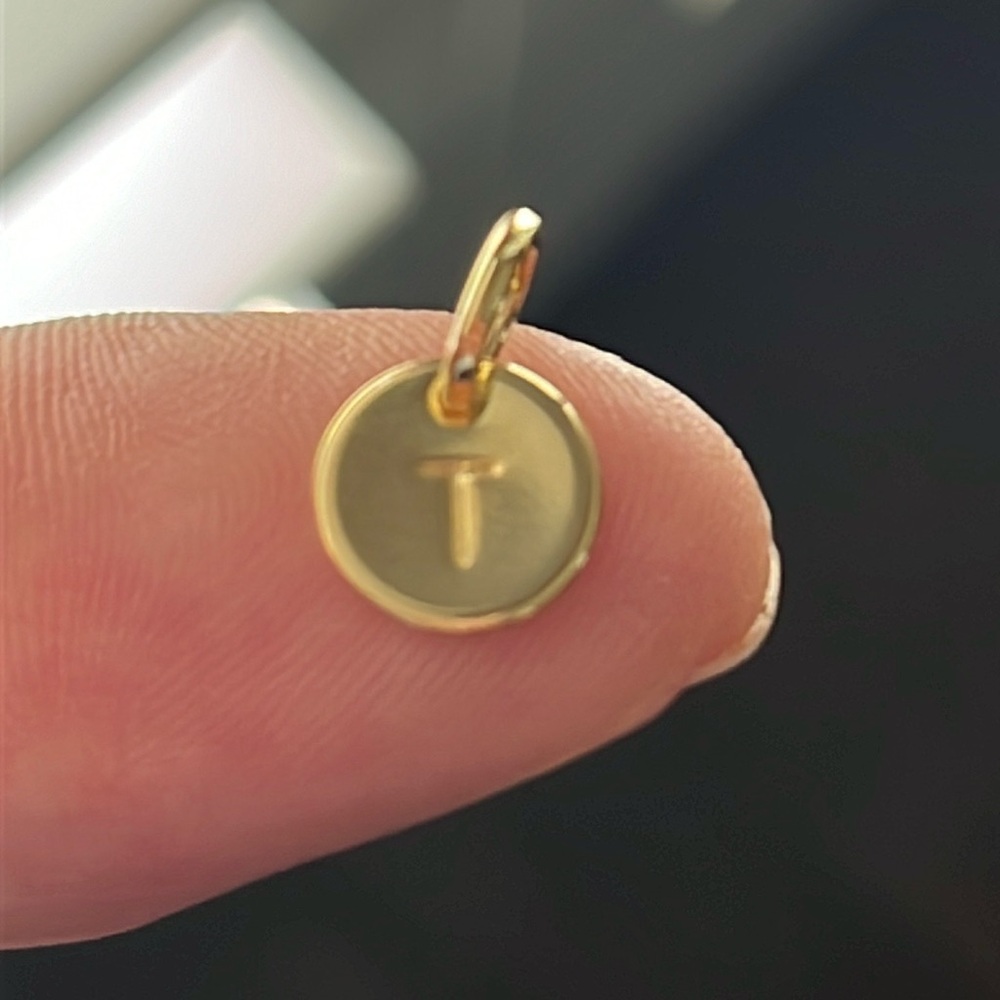 Stamped Tiny Initial Letter Charm 18k Gold Filled